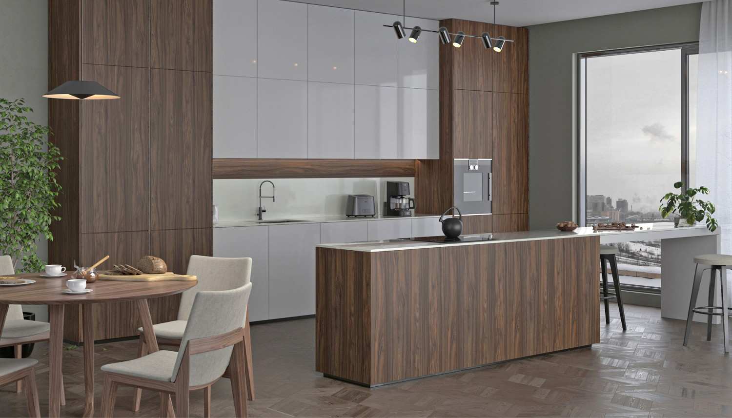 پنل روکش ملامینه پاکچوب طرح Chiavenna Walnut 6612 با بافت چوب گردو