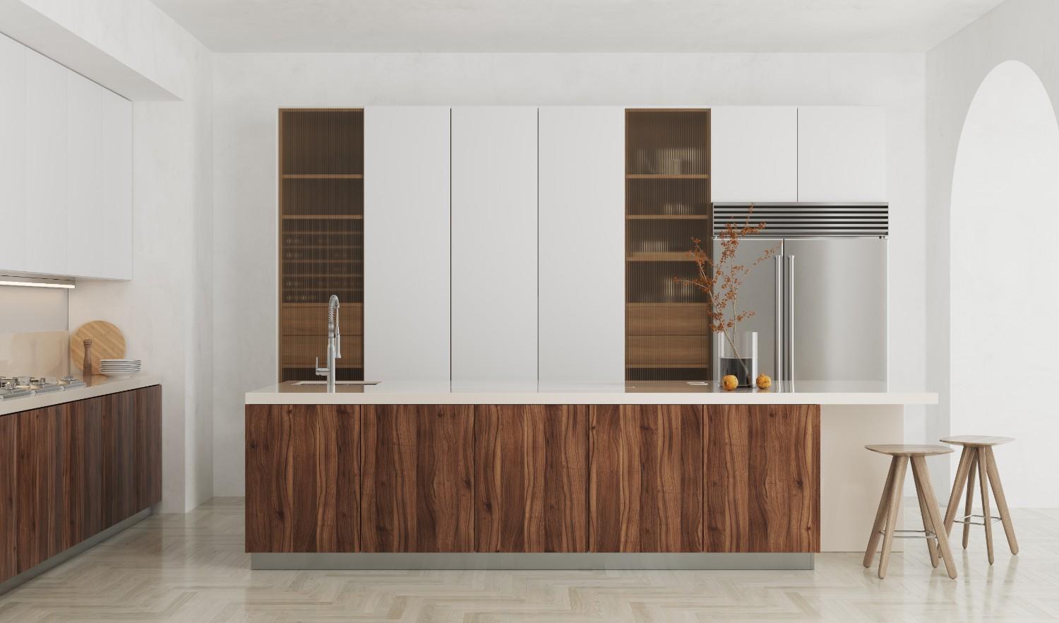 پنل روکش ملامینه پاکچوب طرح Dark Lyon Walnut 3312 با بافت چوب گردویی تیره