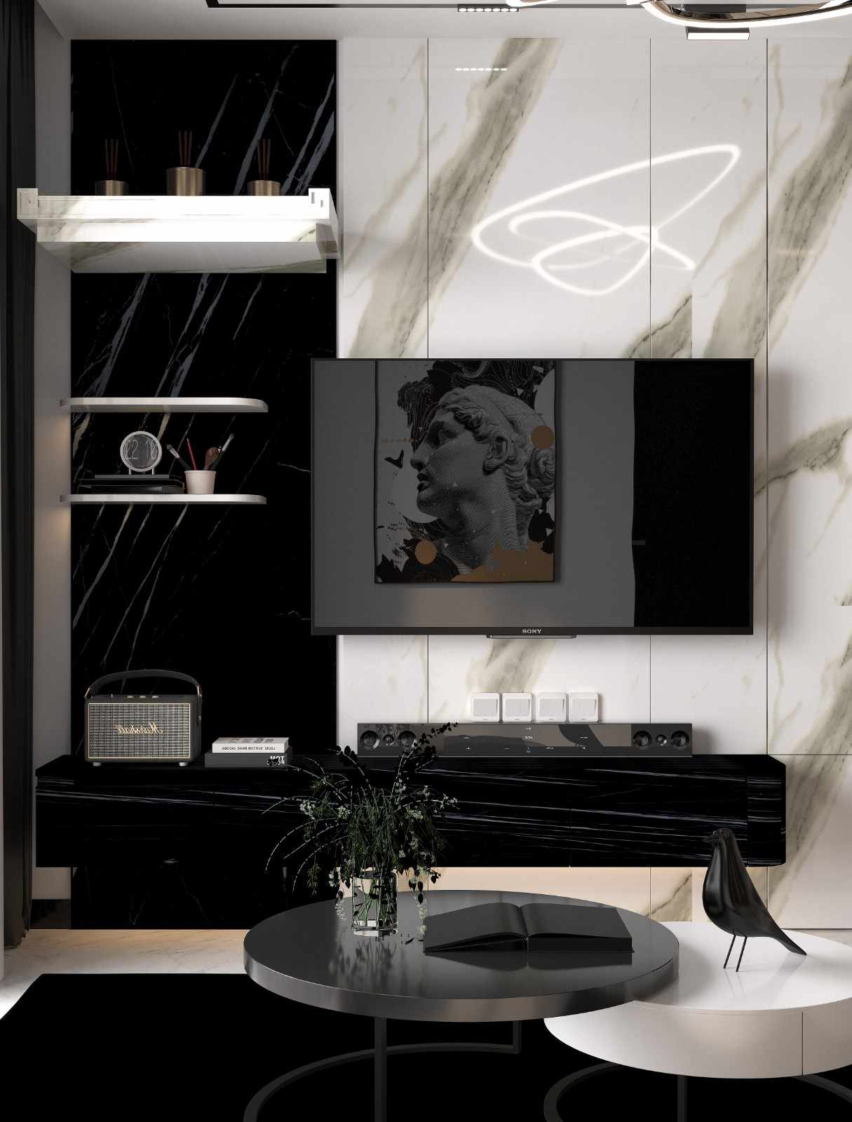 پنل PET و PVC HG Black Marble 831 طرح مرمر مشکی براق پاکچوب