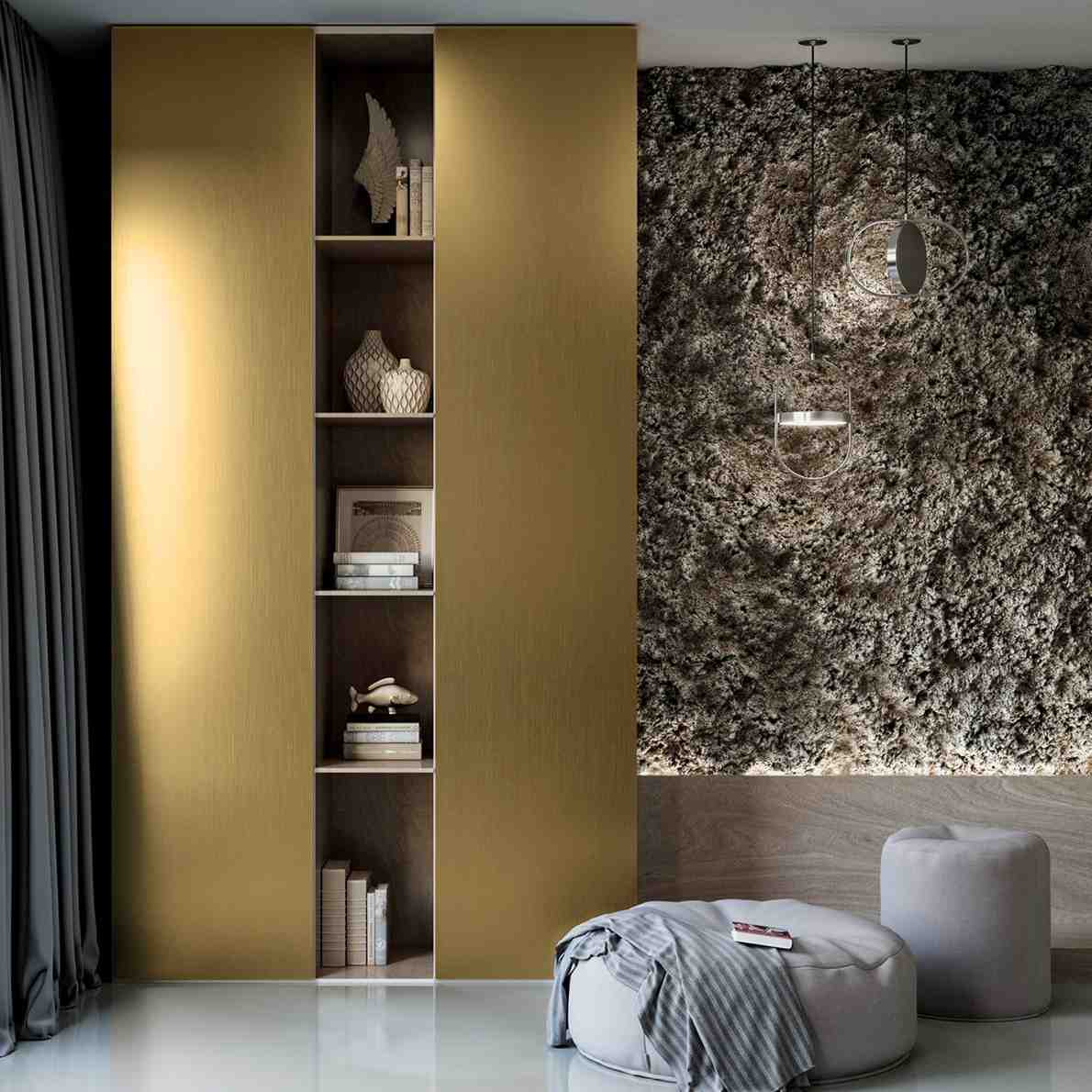 پنل PET و PVC پاکچوب طرح Matt Gold Inox 581 با جلوه ماتالیک طلایی مات