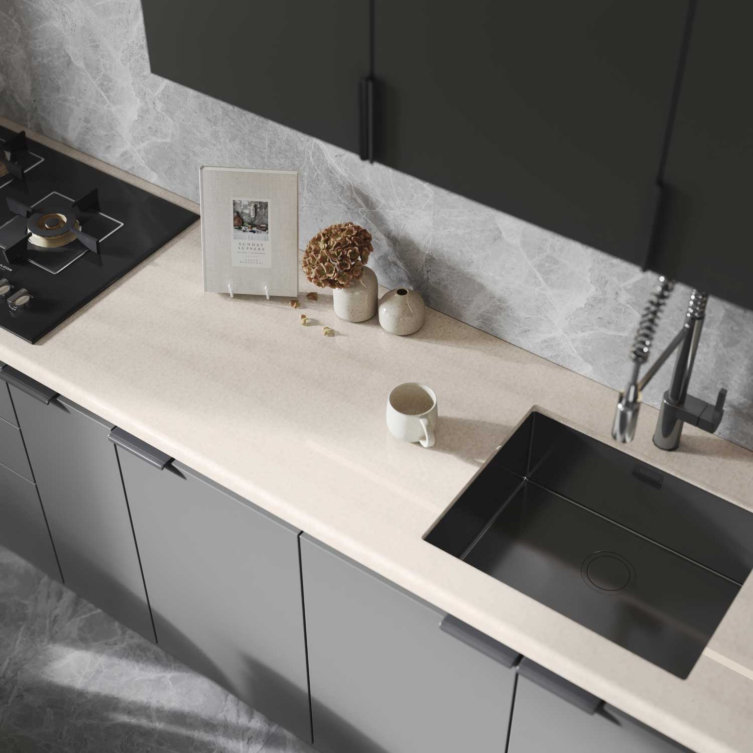 نمای کاربرد صفحه کابینت پاک چوب سامانیولو کد 2072 در دکوراسیون آشپزخانه