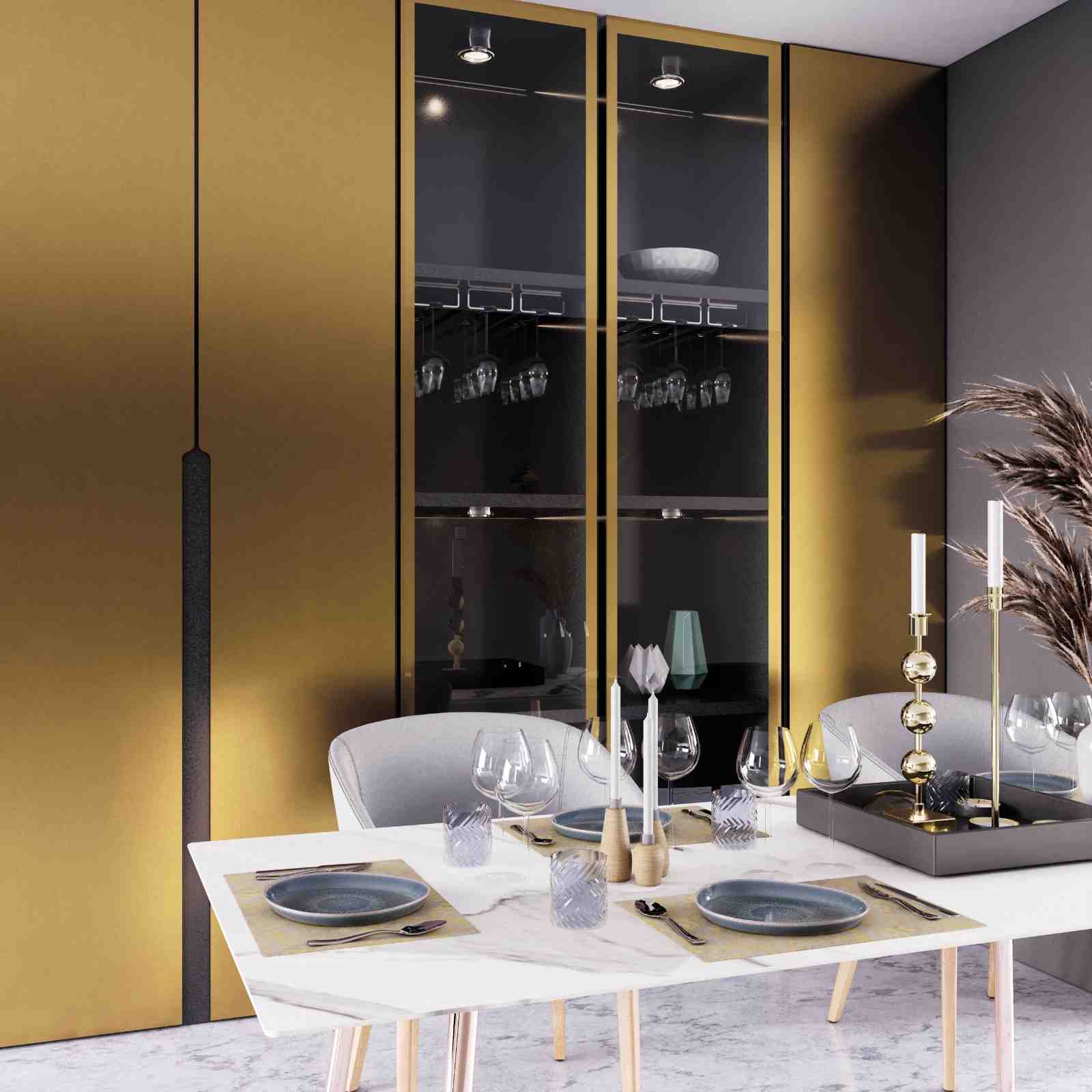 پنل PET و PVC پاکچوب طرح Picasso Gold Pearl 193 با جلوه ماتالیک طلایی